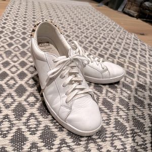 White leather Kate Spade Keds with Leopard Print detail